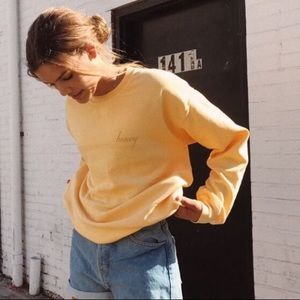 Brandy Melville Honey Embroidered Crewneck